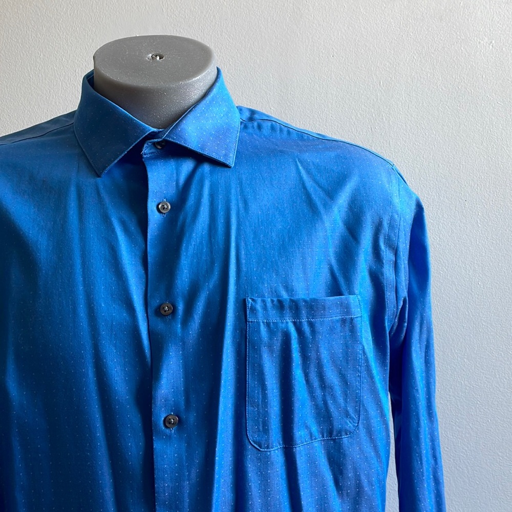 Blue Calvin Klein Non Iron Long Sleeve Dress Shirt Size 17 XL .